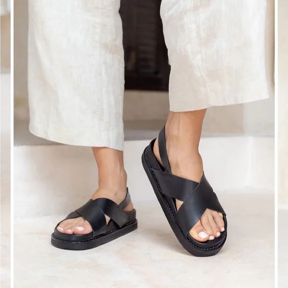 NEW Liberte Leather Capri Black Sandals - Picture 2 of 13